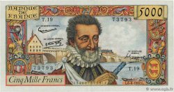5000 Francs HENRI IV FRANCE 1957 F.49.02 XF-