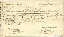 337 Livres et 10 Sole Bon des Trois-Quarts FRANCE 1796 Laf.206 TTB