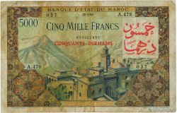 50 Dirhams sur 5000 Francs MAROC 1953 P.51 pr.TB