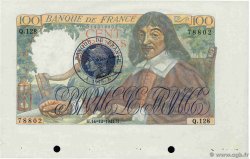 100 Francs DESCARTES 1945 Non émis FRANCIA 1944 F.27.09NE q.FDC