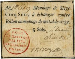5 Sous FRANCE régionalisme et divers Mayence 1793 Kol.024 TB+
