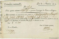198 Livres et 15 Sole Bon des Trois-Quarts FRANCIA 1796 Laf.206 MBC