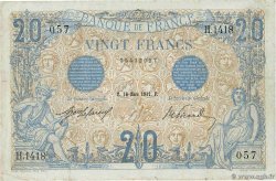 20 Francs BLEU FRANCE 1912 F.10.02 VF-