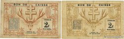 2 Francs Lot NOUVELLE CALÉDONIE 1942 P.53 et P.56b BC