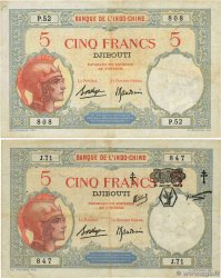 5 Francs Lot DJIBOUTI 1936 P.06b et P.11 TB