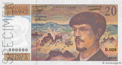 20 Francs DEBUSSY à fil de sécurité Spécimen FRANCIA 1990 F.66bis.01Sp2 FDC
