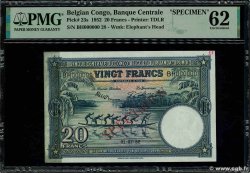 20 Francs Spécimen BELGIAN CONGO 1952 P.23s UNC-
