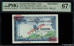 1 Piastre - 1 Kip Spécimen INDOCHINE FRANÇAISE 1954 P.100s NEUF