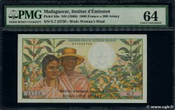 1000 Francs - 200 Ariary MADAGASCAR 1966 P.059a UNC-