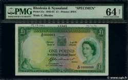 1 Pound Spécimen RHODESIA AND NYASALAND (Federation of) 1961 P.21bs