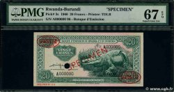 20 Francs Spécimen RWANDA BURUNDI 1960 P.03s ST