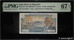 5 Francs Bougainville SAINT PIERRE ET MIQUELON 1946 P.22 NEUF