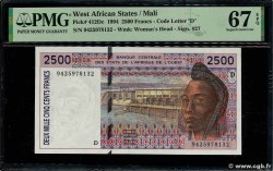 2500 Francs ESTADOS DEL OESTE AFRICANO 1994 P.412Dc FDC