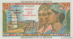 10 NF sur 500 Francs Pointe à Pitre ISLA DE LA REUNIóN 1971 P.54b SC+