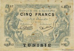 5 Francs TUNISIA 1925 P.01 F