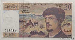 20 Francs DEBUSSY à fil de sécurité FRANCE 1992 F.66bis.03A37 SPL