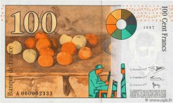100 Francs CÉZANNE Petit numéro FRANKREICH 1997 F.74.01 ST