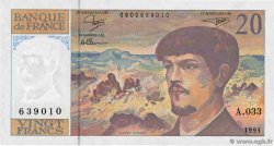 20 Francs DEBUSSY à fil de sécurité FRANCE 1991 F.66bis.02A33 NEUF