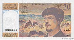 20 Francs DEBUSSY à fil de sécurité FRANCE 1991 F.66bis.02A34 UNC-