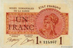 1 Franc MINES DOMANIALES DE LA SARRE FRANCE 1920 VF.51.02 VF+