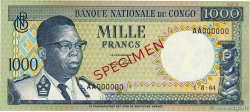 1000 Francs Spécimen CONGO, DEMOCRATIC REPUBLIC 1964 P.008s UNC-