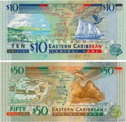 10 et 50 Dollars Lot CARIBBEAN 2000 P.38g et P.40g UNC-