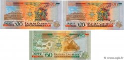 20 et 50 Dollars Lot EAST CARIBBEAN STATES 2003 P.44d et P.45d UNC-