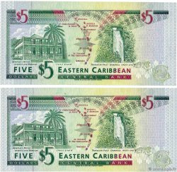5 Dollars Lot CARIBBEAN 1994 P.31k UNC-