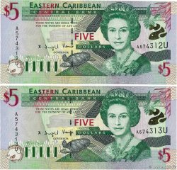 5 Dollars Consécutifs EAST CARIBBEAN STATES 2000 P.37u q.FDC