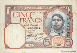 5 Francs TUNISIA 1933 P.08a
