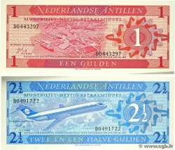 1 et 2,5 Gulden Lot NETHERLANDS ANTILLES 1970 P.20 et P.21