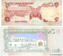 1 et 10 Riyals Lot QATAR 1973 P.01a et P.09 TB à TTB