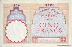 5 Francs MOROCCO 1941 P.23Ab