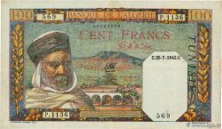 100 Francs TUNISIA 1942 P.13b VF