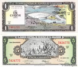 1 et 5 Colones Lot EL SALVADOR 1978 P.125a et P.132A