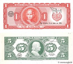 1 et 5 Colones Lot SALVADOR 1978 P.125a et P.132A NEUF