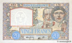 20 Francs TRAVAIL ET SCIENCE FRANCE 1939 F.12.01