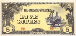 5 Rupees BURMA (VOIR MYANMAR) 1942 P.15b UNC-
