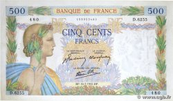 500 Francs LA PAIX FRANCE 1942 F.32.37 VF+