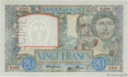 20 Francs TRAVAIL ET SCIENCE Spécimen FRANCIA 1939 F.12.01Sp FDC