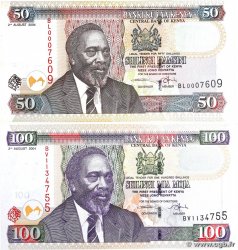 50 et 100 Shillings Lot KENYA 2004 P.41c et P.42b SUP