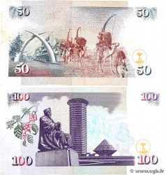 50 et 100 Shillings Lot KENYA 2004 P.41c et P.42b SUP