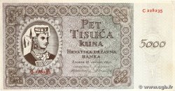 5000 Kuna CROACIA 1943 P.14a EBC