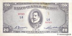 20 Pesos - 2 Condores CHILI 1947 P.093b SUP