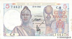 5 Francs AFRIQUE OCCIDENTALE FRANÇAISE (1895-1958) 1943 P.36 SUP