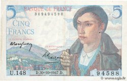 5 Francs BERGER FRANKREICH 1947 F.05.07 SS