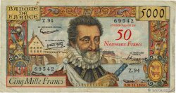 50 NF sur 5000 Francs HENRI IV FRANCIA 1958 F.54.01 BC