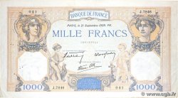 1000 Francs CÉRÈS ET MERCURE type modifié FRANCE 1939 F.38.37
