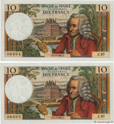 10 Francs VOLTAIRE Consécutifs FRANCE 1964 F.62.09