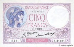 5 Francs FEMME CASQUÉE FRANCE 1928 F.03.12
